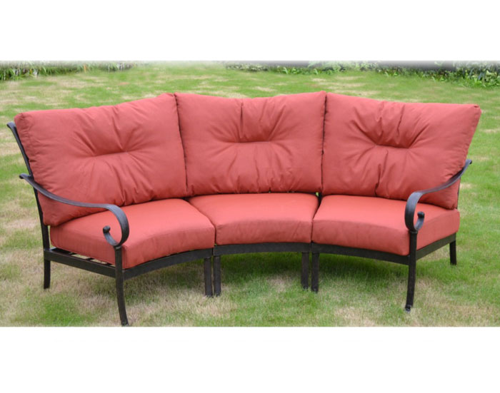 Venus 3pc Curved Sofa With Cushions, Curved Outdoor Sofa Cushions