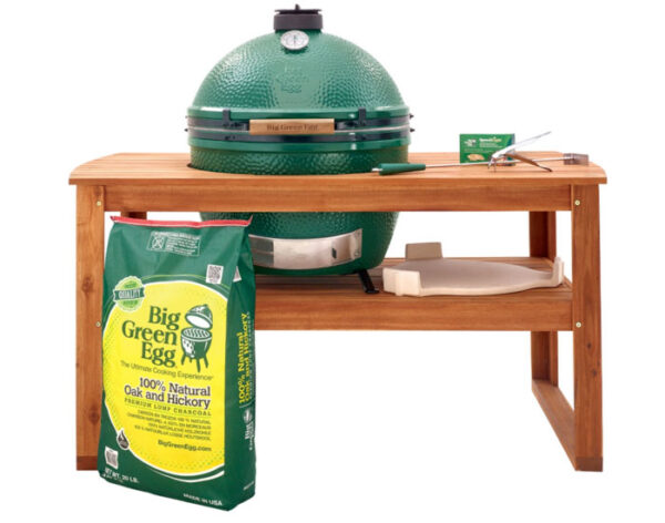 Big Green Egg BBQ cooker and table