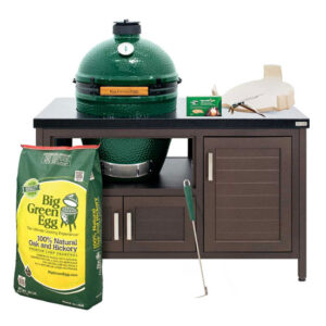 Big Green Egg L BBQ cooker and modern table