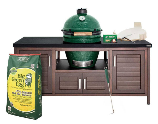 Big Green Egg Large BBQ cooker and modern table